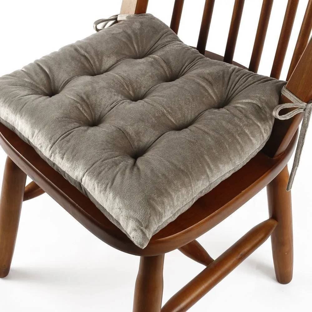 Assento Futton 42X42 cm Veludo Italiano Havan Casa - Taupe