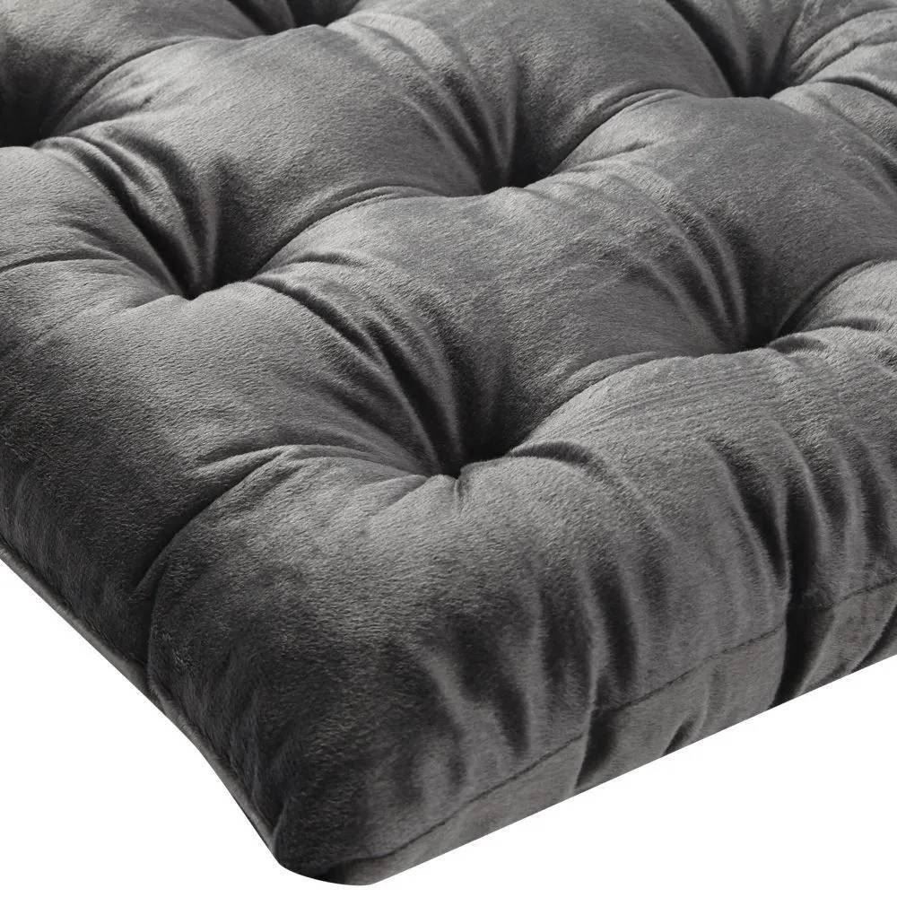 Assento Futton 42X42 cm Veludo Italiano Havan Casa - Ardósia Cinza