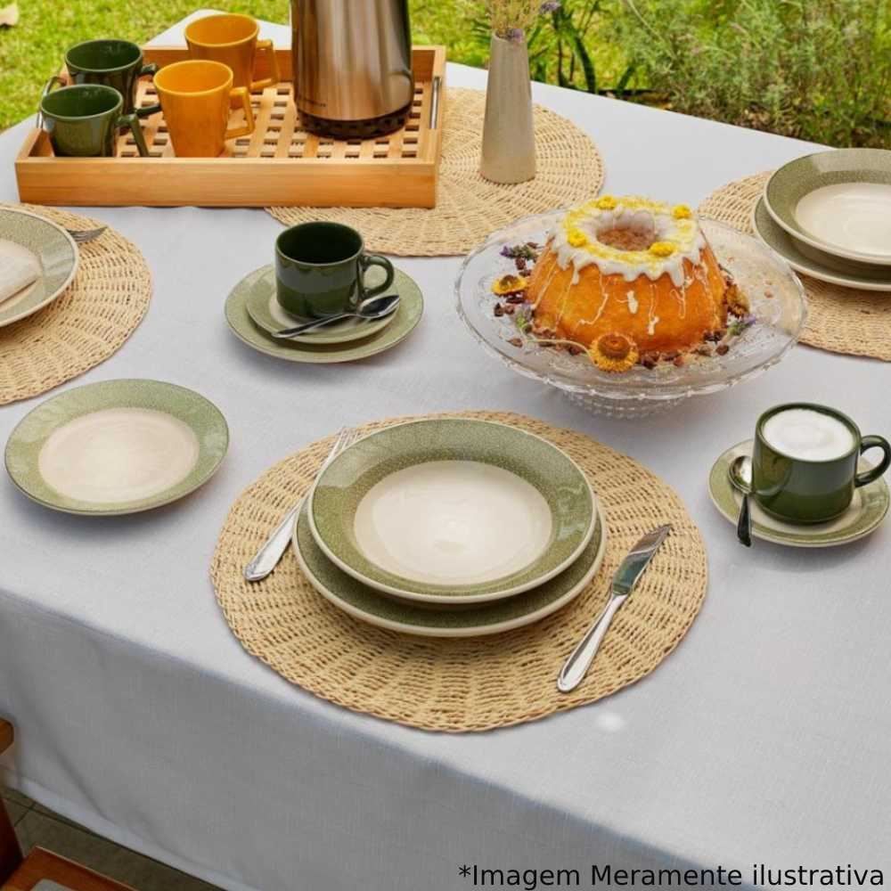 Aparelho De Jantar Biona Donna Poppis 20 Peças  - Branco e Verde