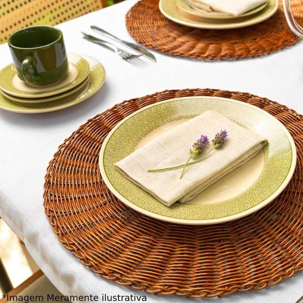 Aparelho De Jantar Biona Donna Poppis 20 Peças  - Branco e Verde