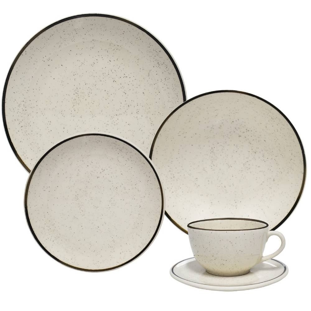 Aparelho De Jantar E Chá Unni Brisa Oxford 20 Peças - Cerâmica