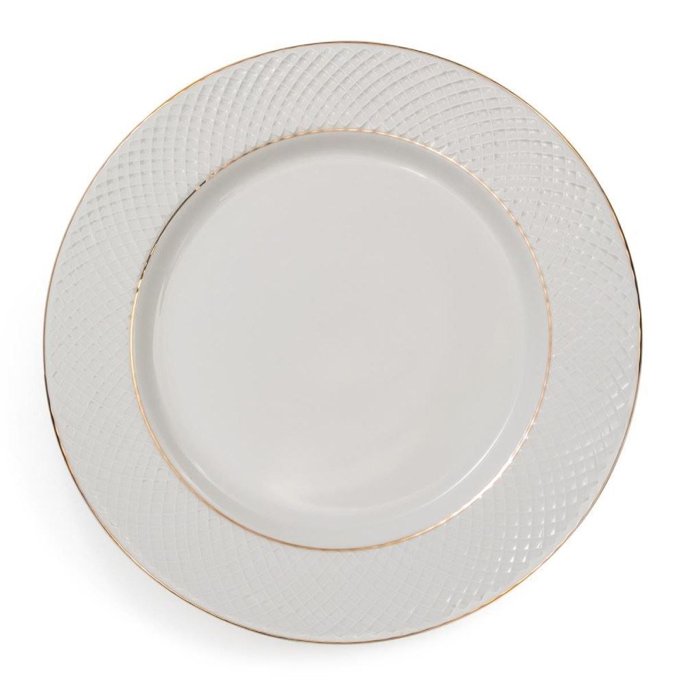 Aparelho De Jantar Porcelana Elizabeth Com Filete Dourado Havan Casa 20 Peças - Branco