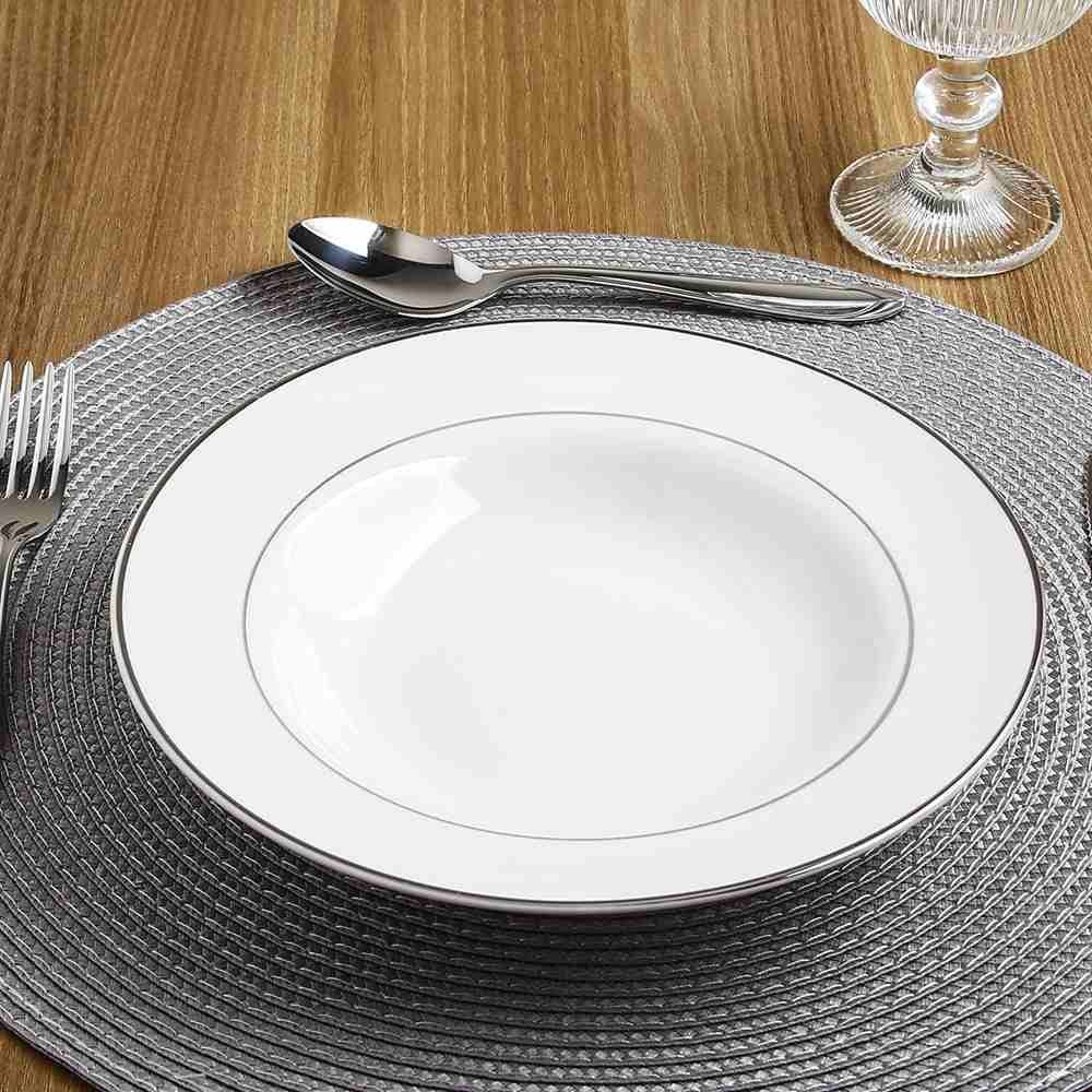 Aparelho De Jantar Porcelana Estaleiro Noah 20 Peças - Filete Prata