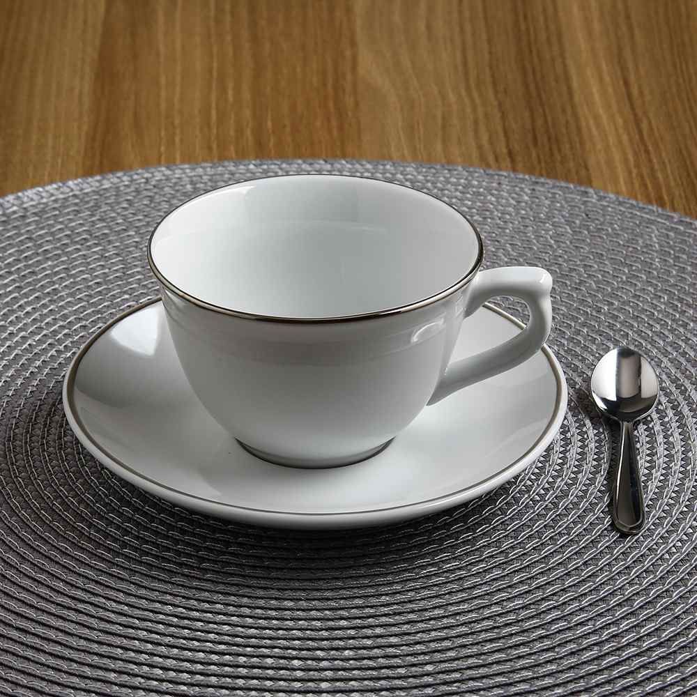 Aparelho De Jantar Porcelana Estaleiro Noah 20 Peças - Filete Prata