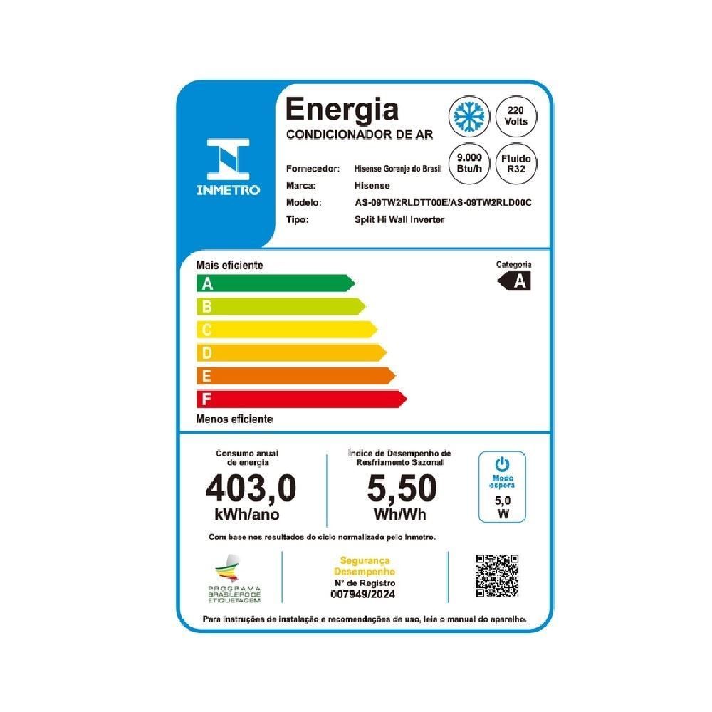 Ar Condicionado Hisense Inverter 9000 Btus Frio As-09Tw2rldtt00 - 220V