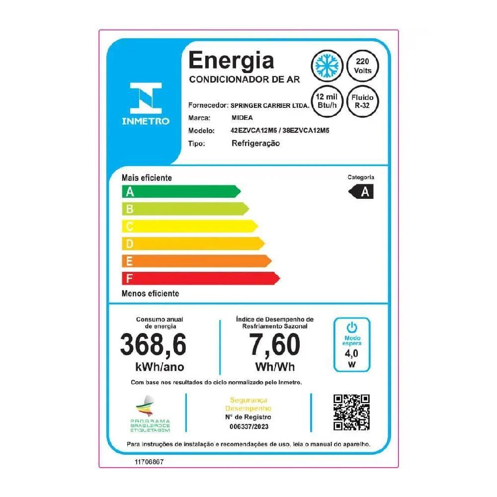 Ar Condicionado Midea 12000 Btus Frio Inverter Ai Ecomaster - 220V