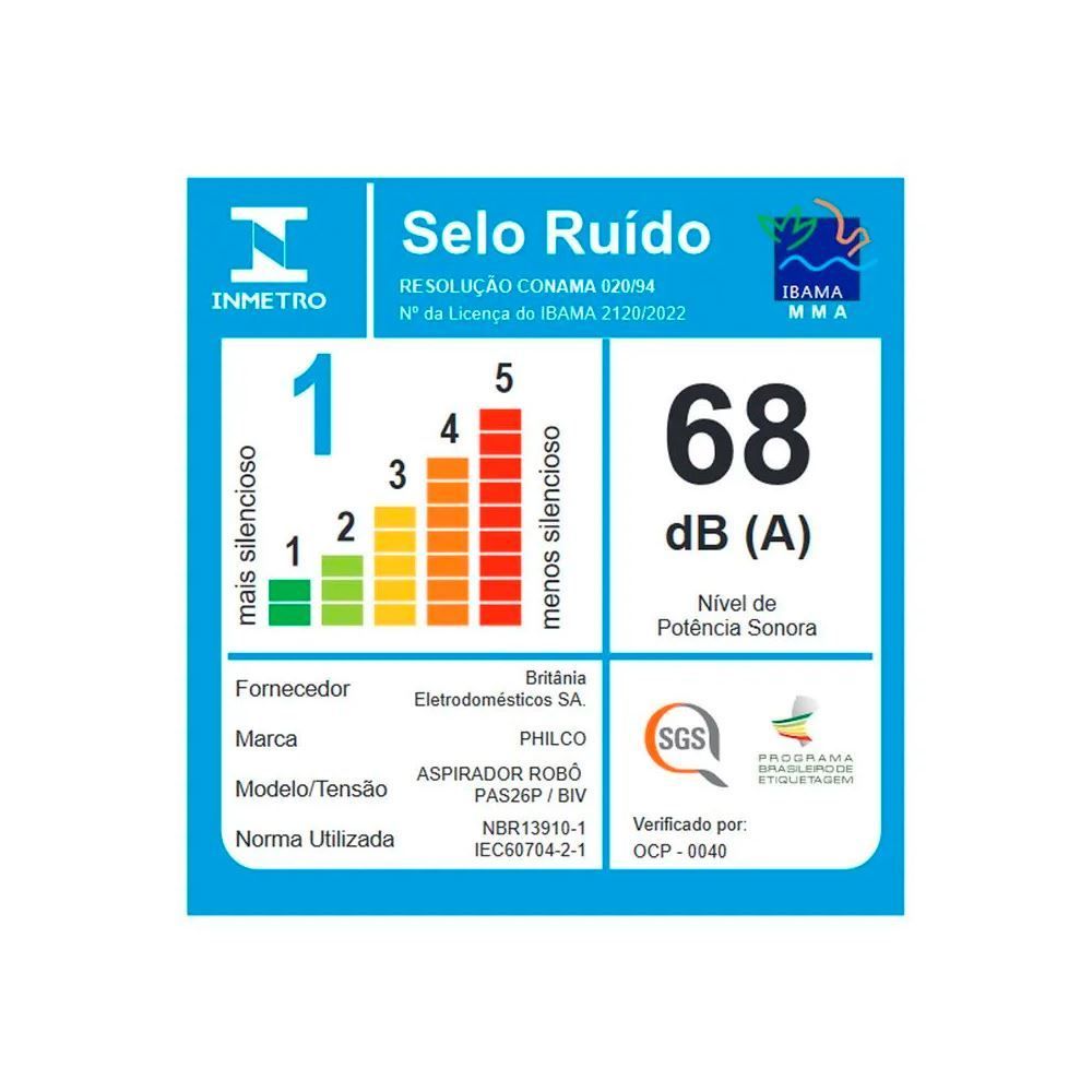 Aspirador De Pó Robô Philco Limpeza Inteligente Pas26p - Bivolt