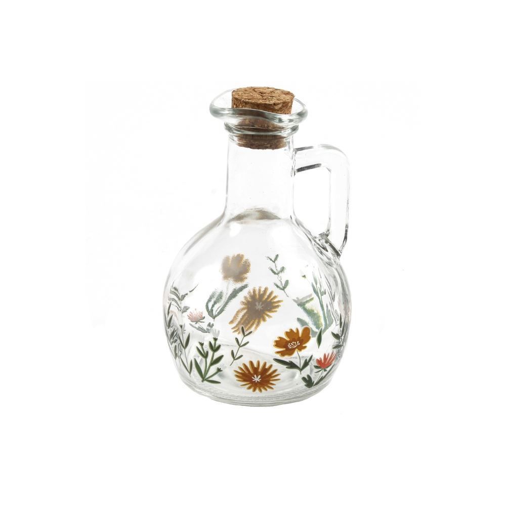 Azeiteiro De Vidro Com Tampa Rolha Flora Rosa Lyor - 190ml