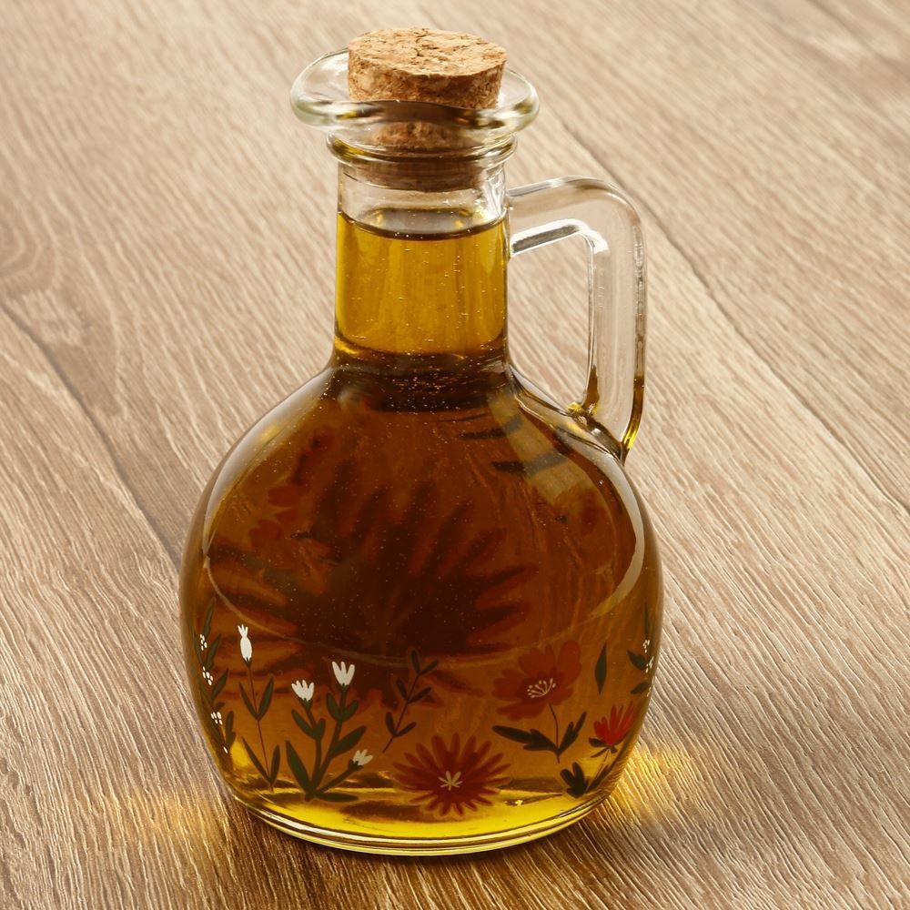 Azeiteiro De Vidro Com Tampa Rolha Flora Rosa Lyor - 190ml