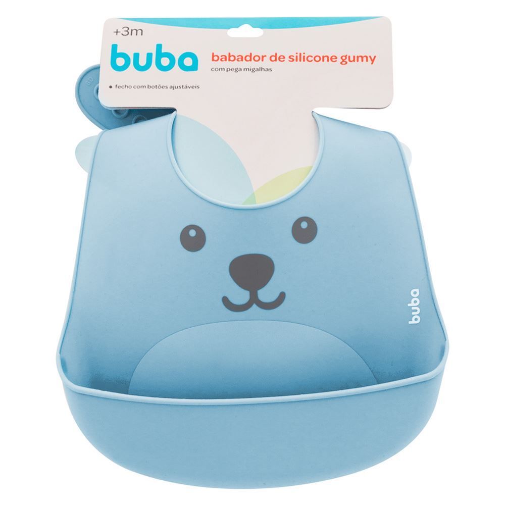 Babador De Silicone Com Pega Migalhas Gumy - Azul