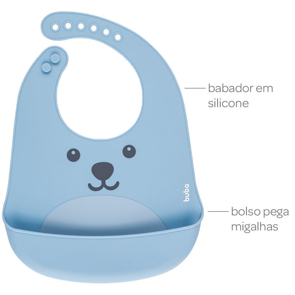 Babador De Silicone Com Pega Migalhas Gumy - Azul