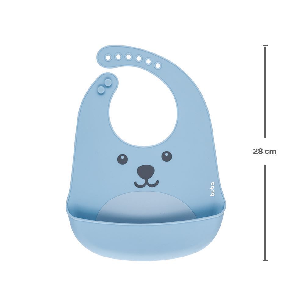 Babador De Silicone Com Pega Migalhas Gumy - Azul