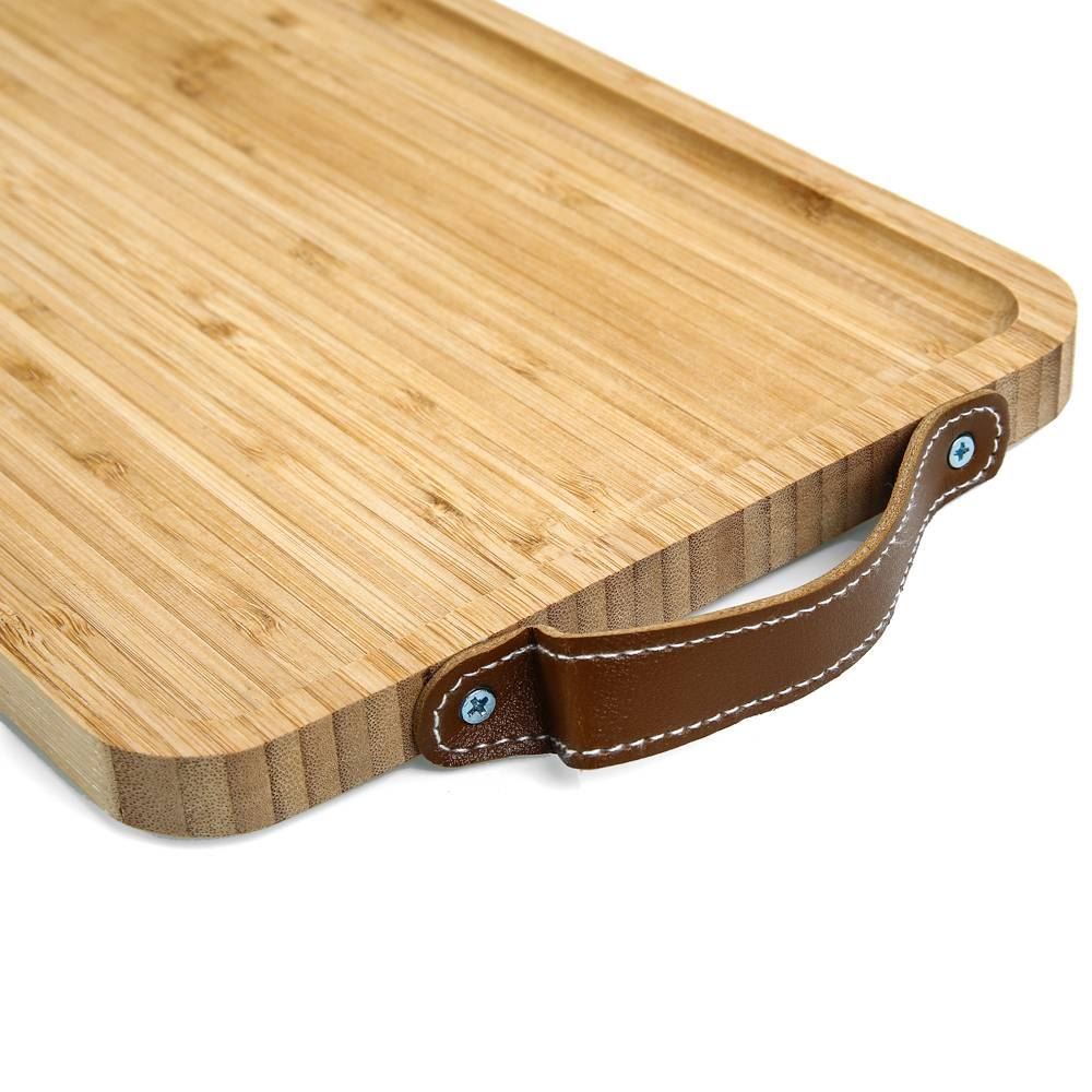 Bandeja Bambu Com Alça De Couro Havan Casa -  32cm
