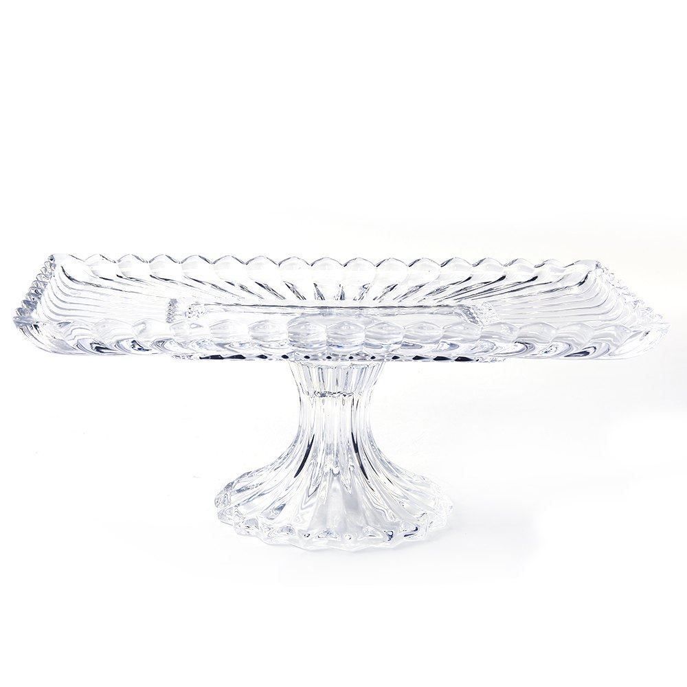 Bandeja Com Pé De Cristal Geneva Wolff 30Cm - Transparente