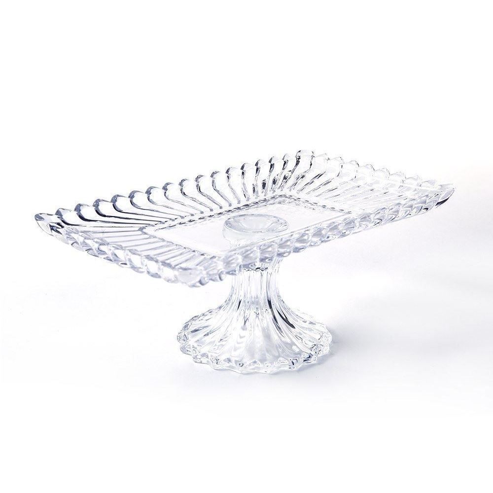 Bandeja Com Pé De Cristal Geneva Wolff 30Cm - Transparente