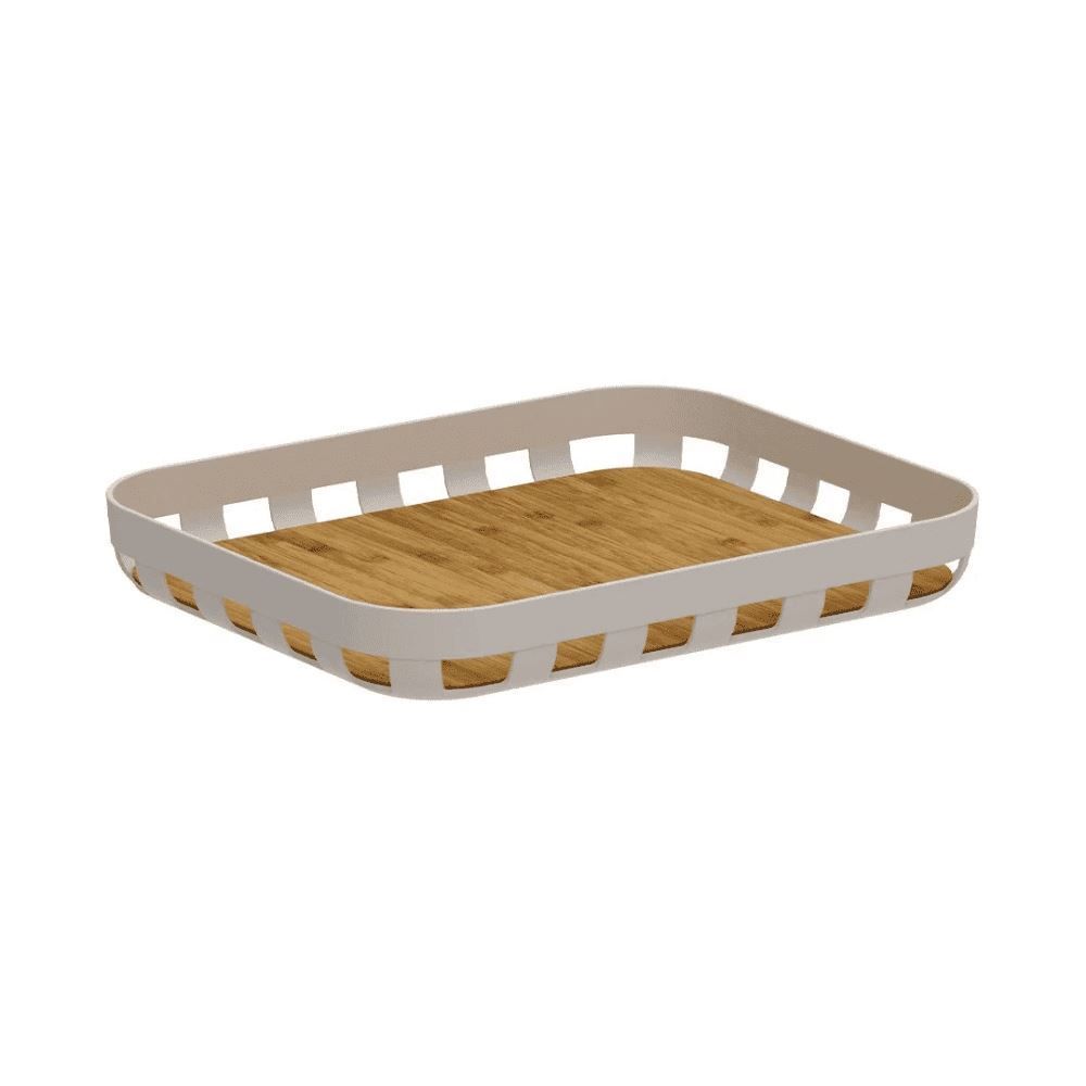Bandeja De Servir Retangular Lume 35,5Cm Ou - Bege
