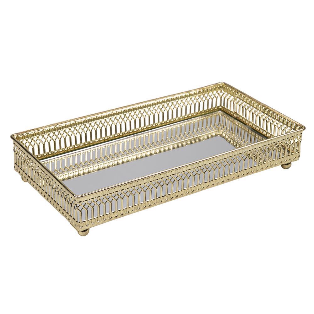 Bandeja Decorativa Espelhada Mart 23,5X12,5X4,5Cm - Dourado