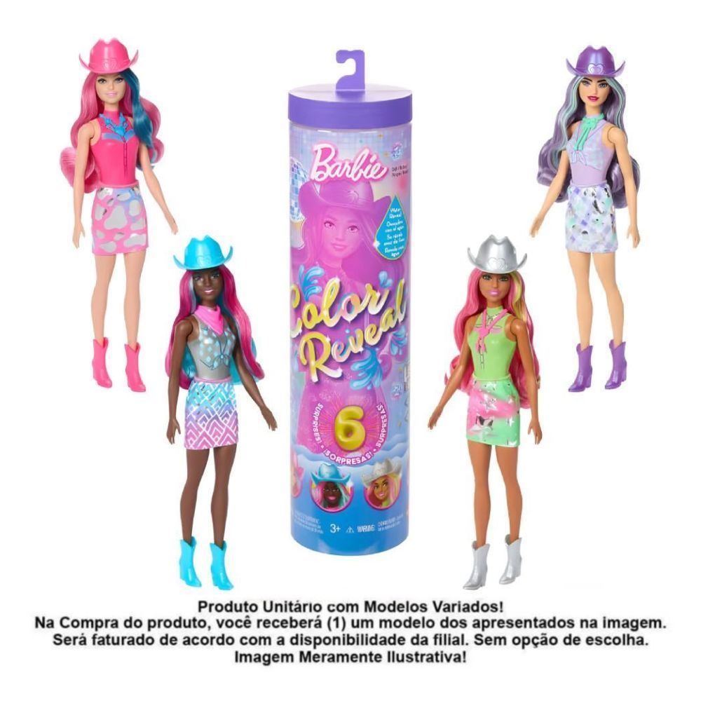 Boneca Barbie Moda Disco Color Reveal Mattel - Sortido