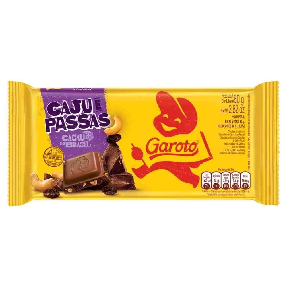 Barra Chocolate Caju E Passas Garoto - 80G