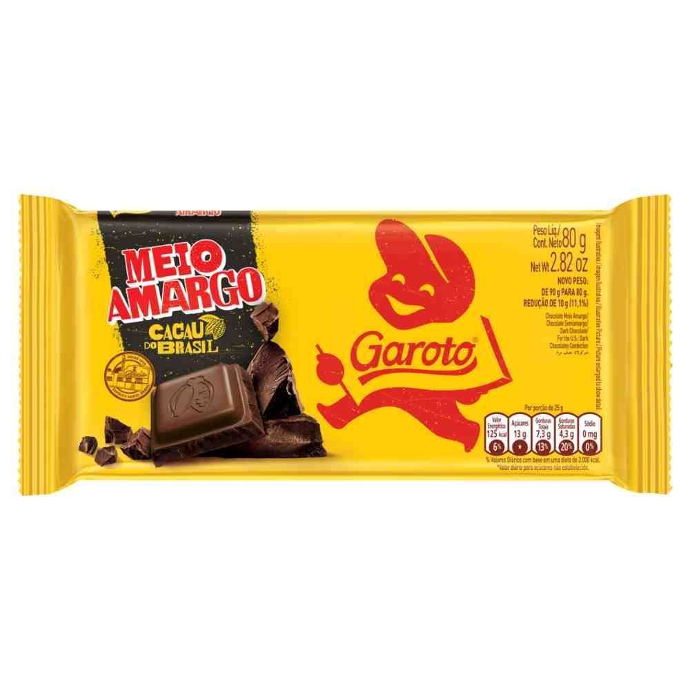 Barra Chocolate Meio Amargo Garoto - 80G