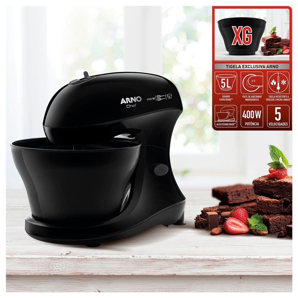 Batedeira Arno Chef 400W 5L Preta