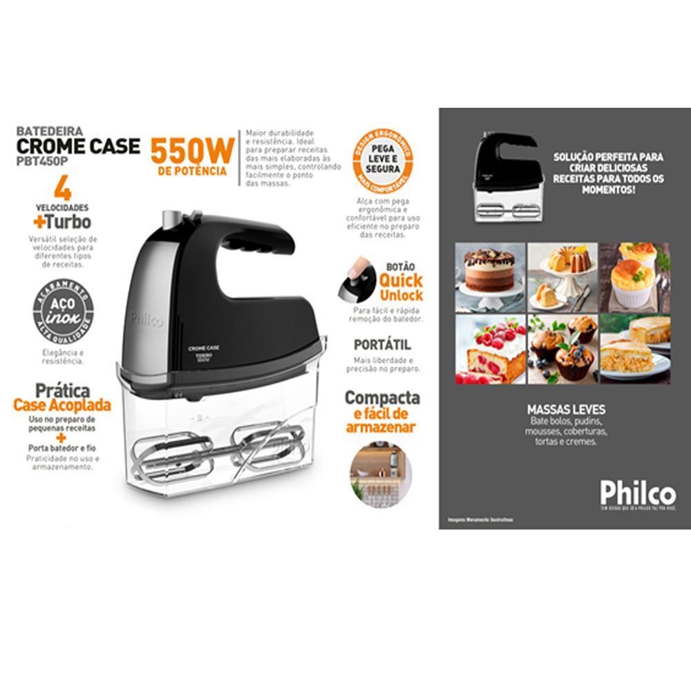 Batedeira Crome Case 550W Philco