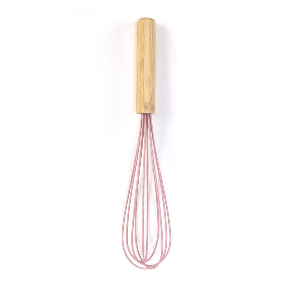 Batedor Fouet De Silicone Com Cabo De Bambu Havan Casa - Rosa