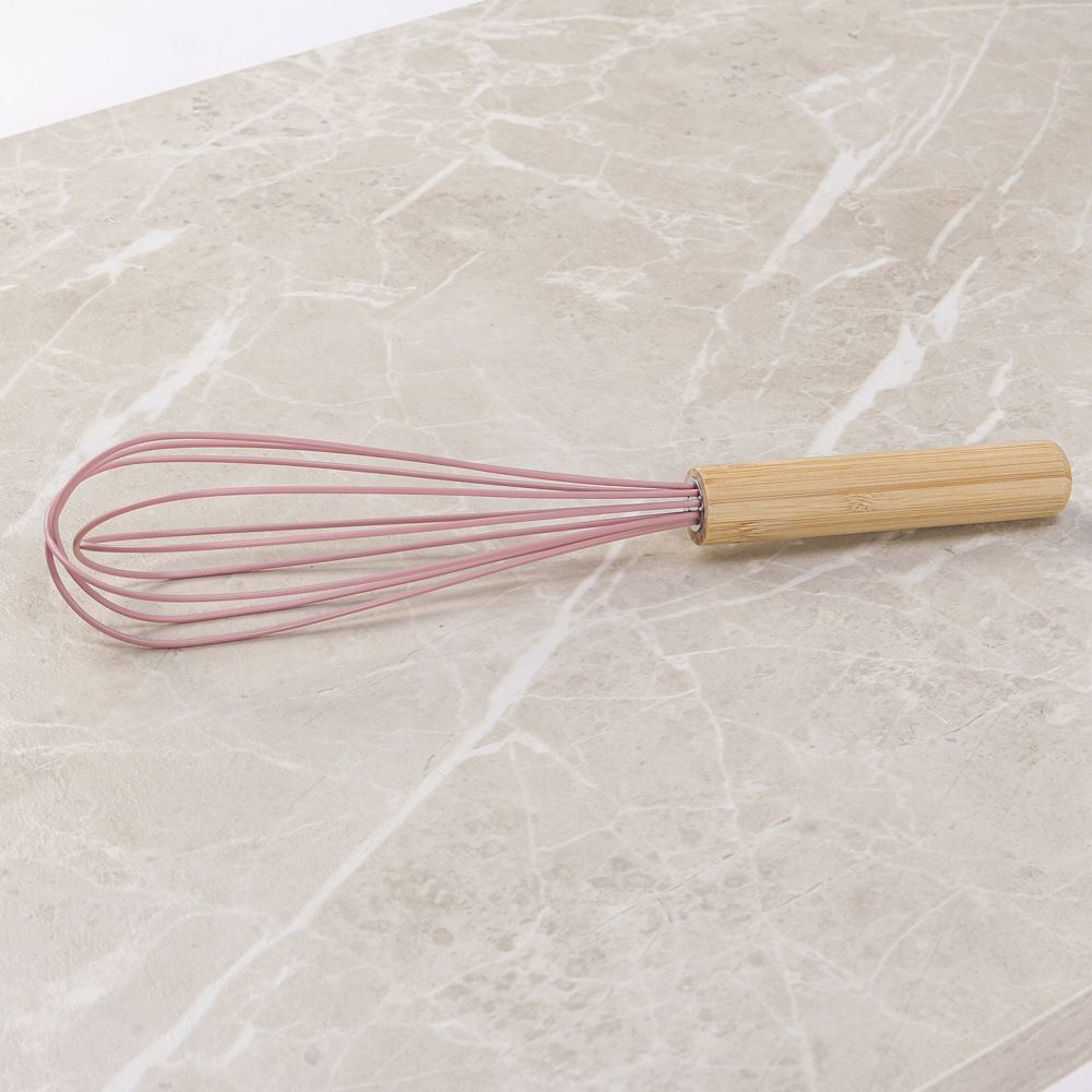 Batedor Fouet De Silicone Com Cabo De Bambu Havan Casa - Rosa