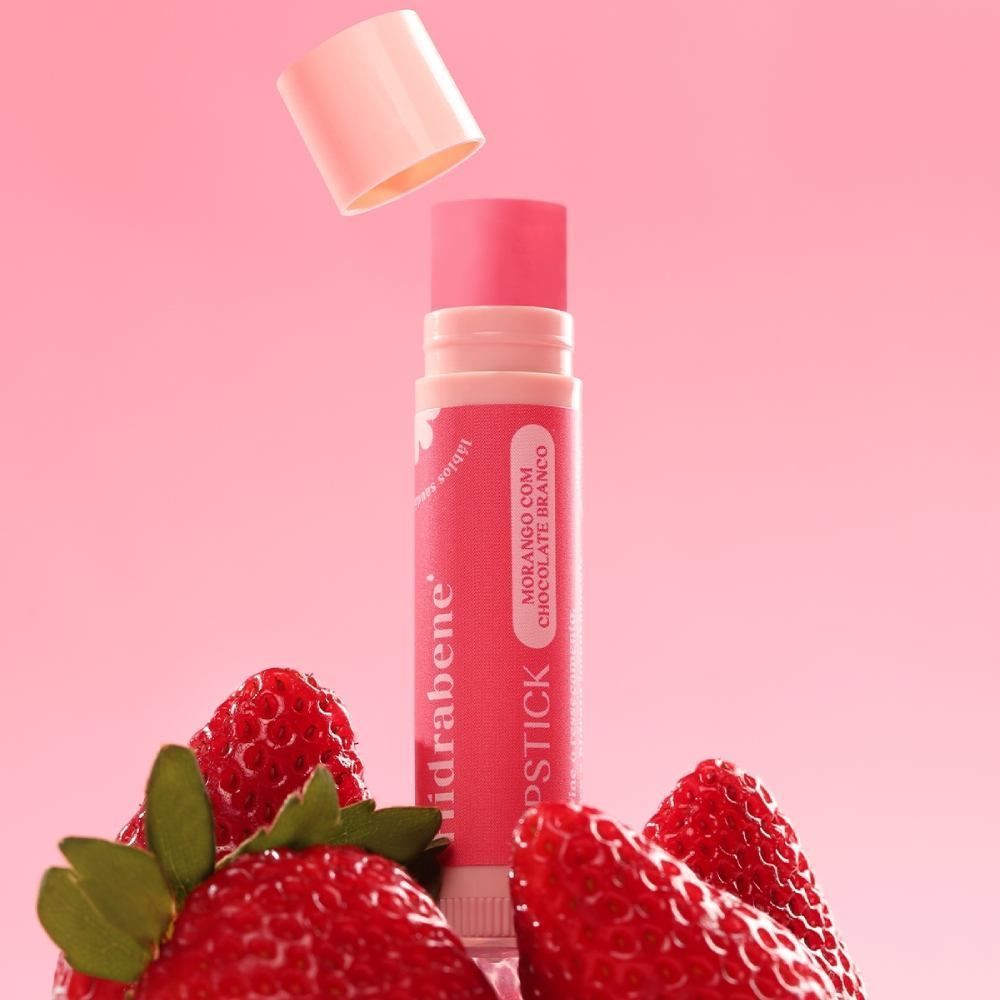 Batom Lipstick Morango Com Chocolate Branco Hidrabene - 5g