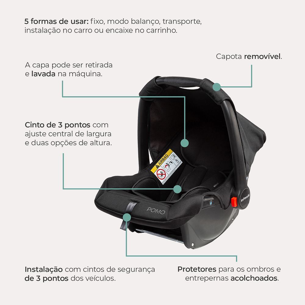 Bebê Conforto Pomo Infanti - Preto