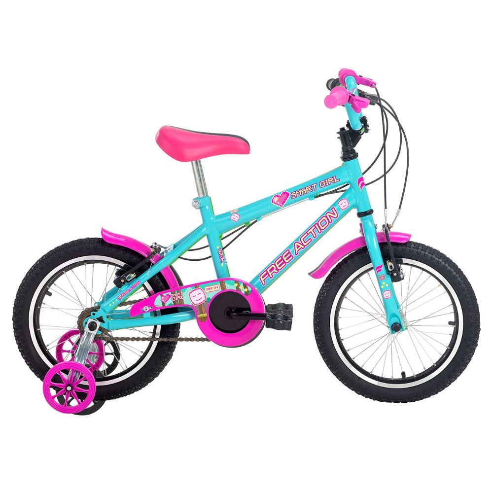 Bicicleta Aro 16 Cross Smart Turquesa Free Action - Verde Claro