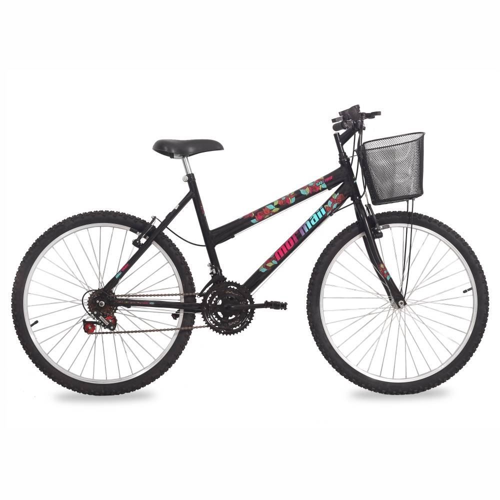 Bicicleta Aro 26 Safira Preta Com Cesta Mormaii - 202040124130121
