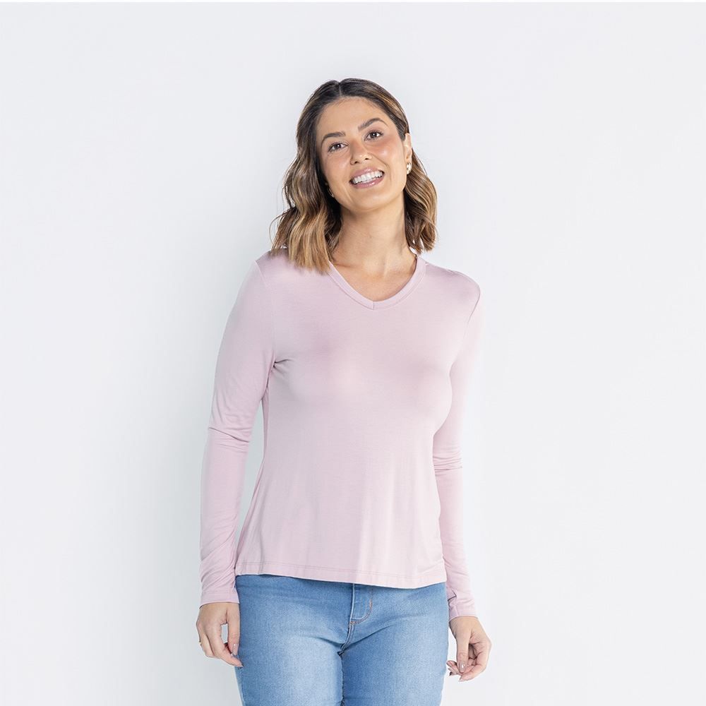 Blusa Feminina Manga Longa Em Malha Viscose Patricia Foster