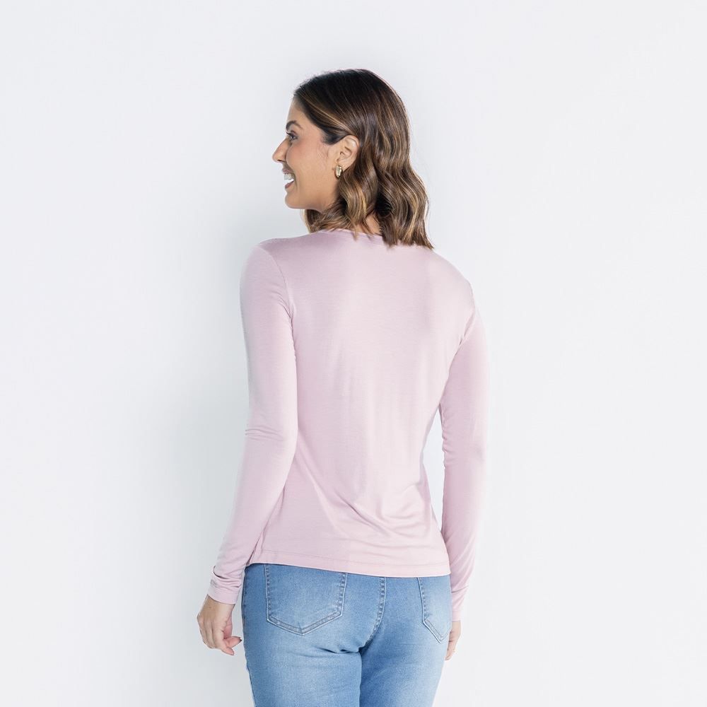 Blusa Feminina Manga Longa Em Malha Viscose Patricia Foster