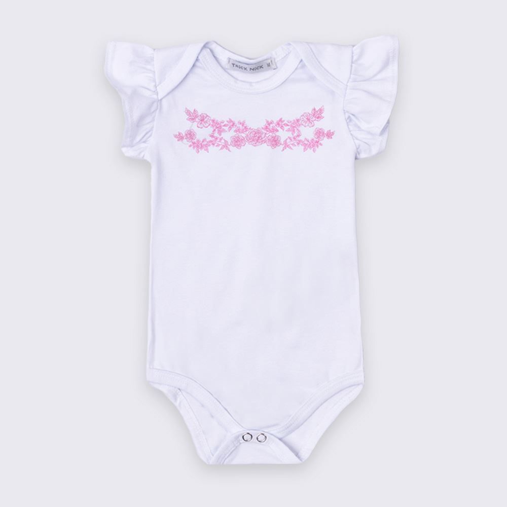 Body Bebê Menina Manga Curta Flores Trick Nick