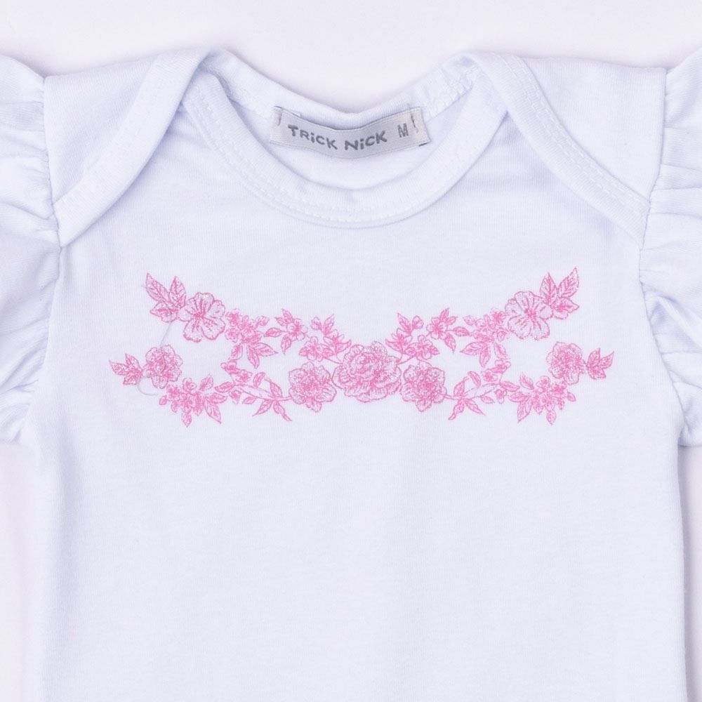 Body Bebê Menina Manga Curta Flores Trick Nick