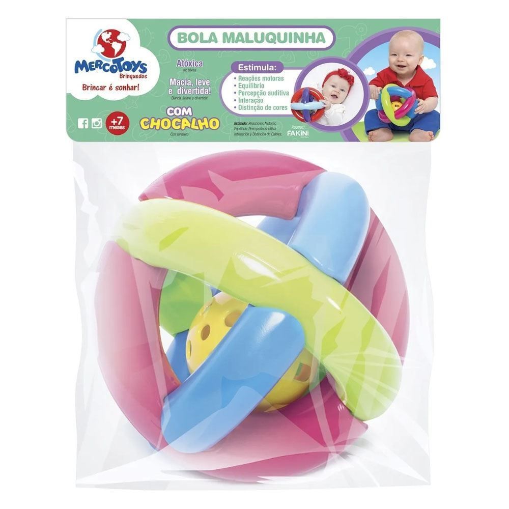 Bola Maluquinha Com Chocalho Mercotoys - Sortido