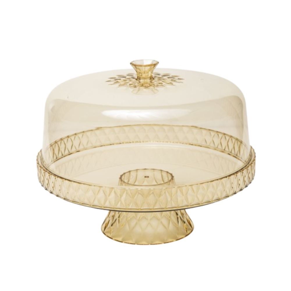 Boleira Com Pé E Tampa Glamour Plasútil 26Cm - Âmbar 