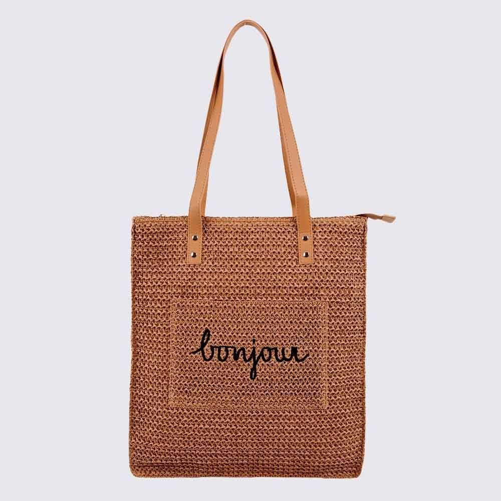 Bolsa de Praia Totebag Bonjour Alice Palucci - MARROM U