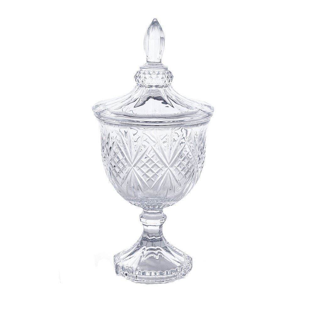 Bomboniere Com Pé De Vidro Bianca Hauskraft 11,5Cm - Transparente