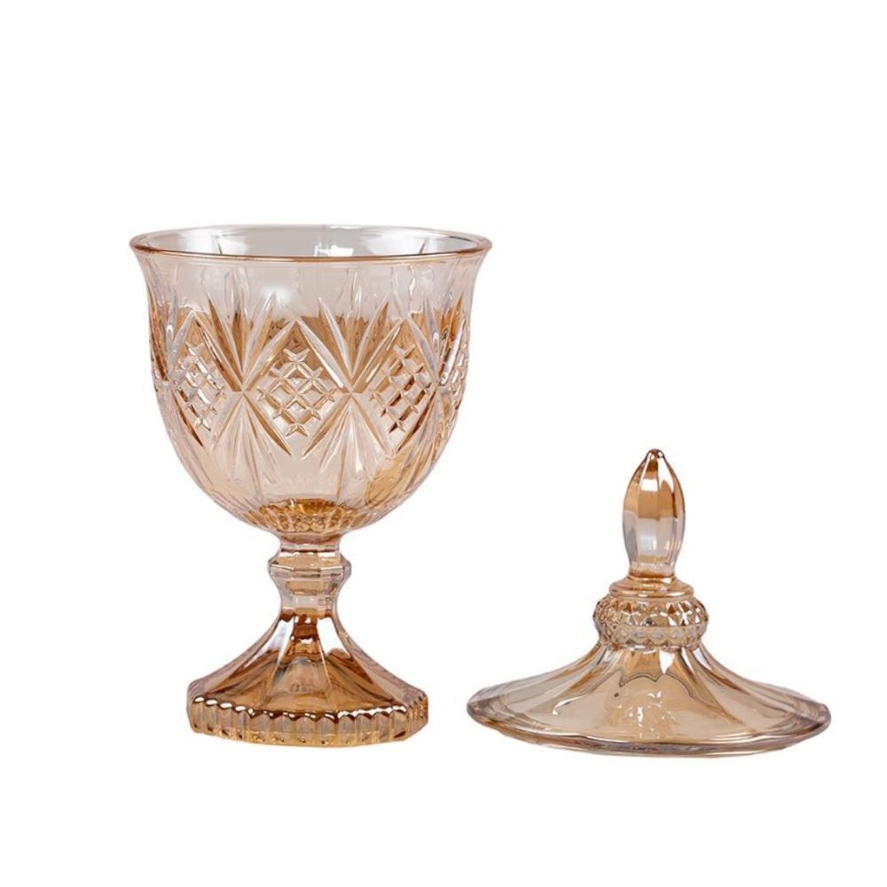 Bomboniere com Pé Dublin Lyor 24,5Cm - Âmbar