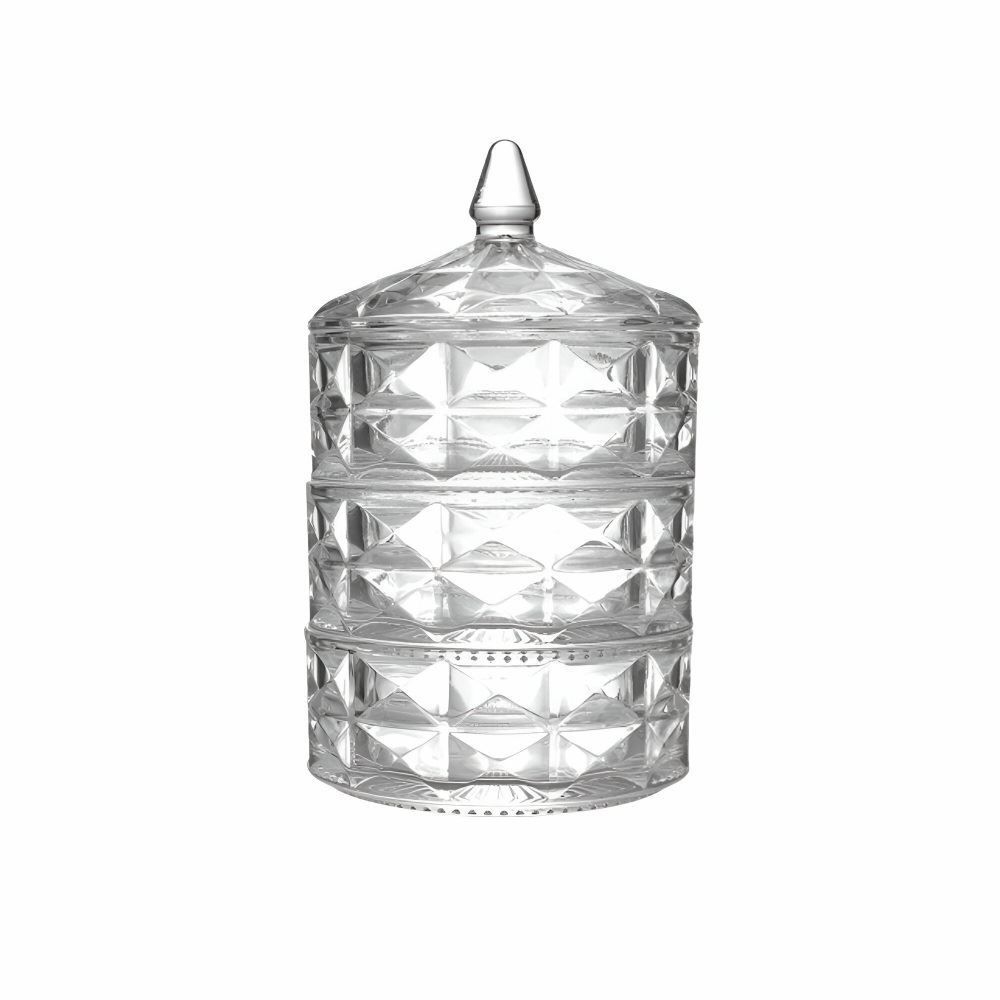 Bomboniere de Vidro Empilhável Tripla Clear 15Cm - Inga