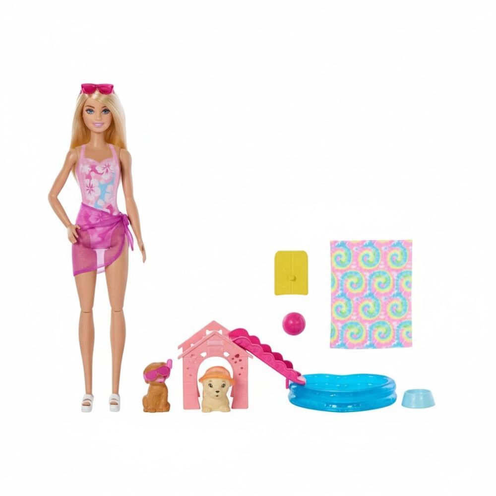 Boneca Barbie Festa Na Piscina Com Cachorrinhos Mattel - JBF35 
