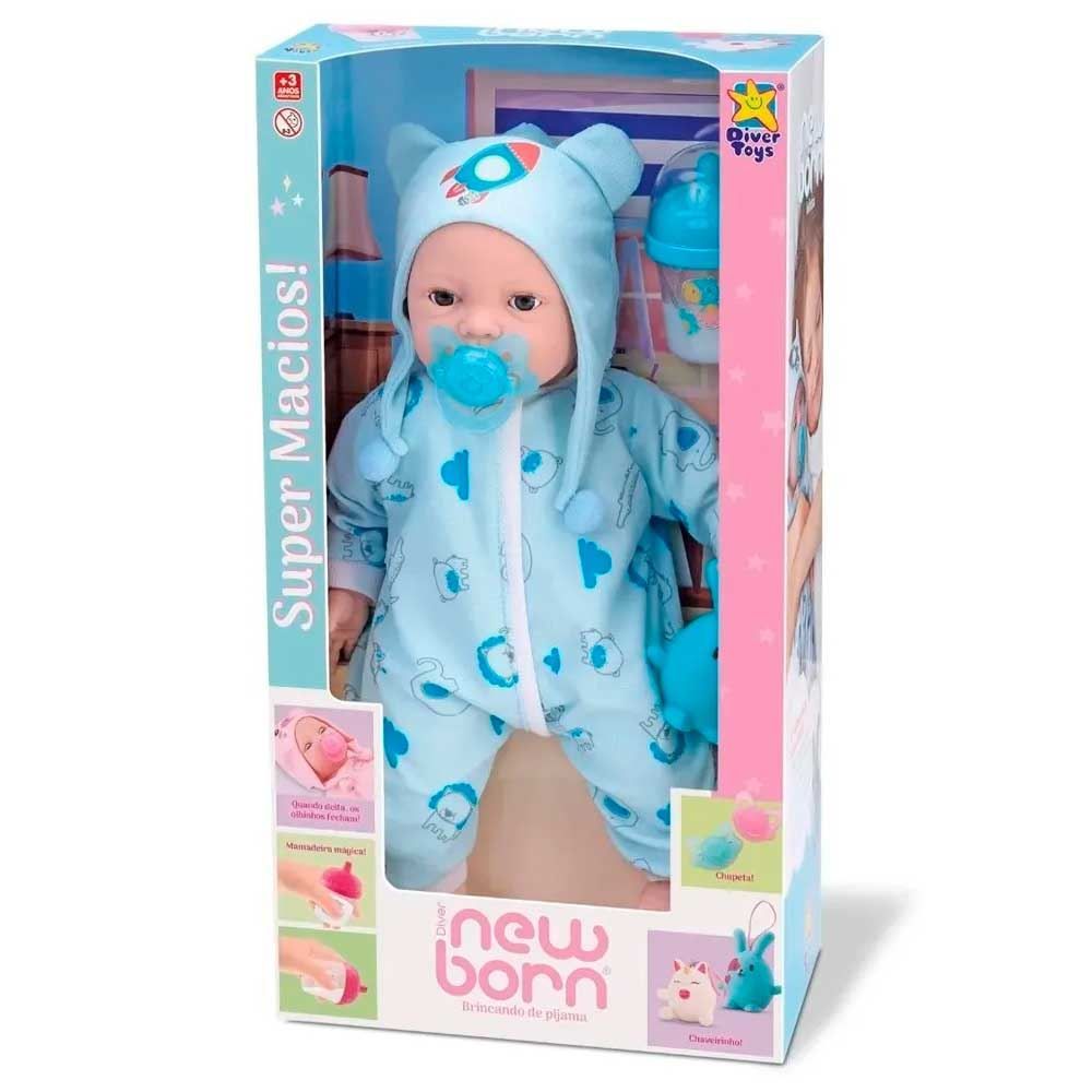 Boneca Diver New Born Brincando De Pijama Menino Divertoys - 8192