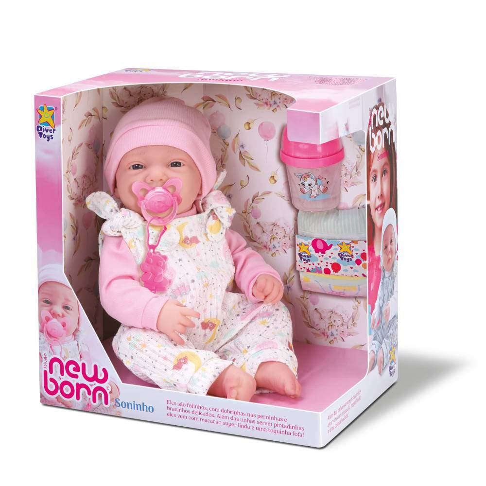 Boneca Diver New Born Soninho Menina Divertoys - 425690
