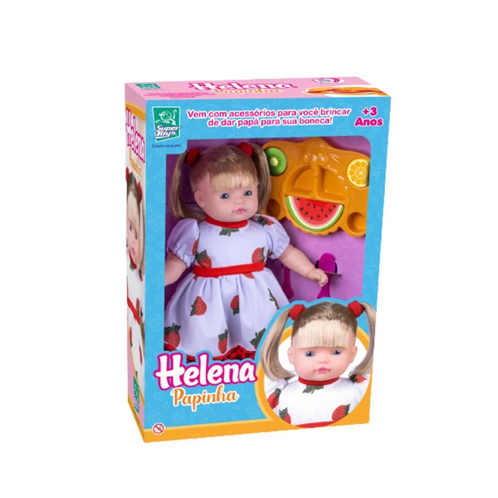 Boneca Helena Papinha Com Acessórios Super Toys - Branco