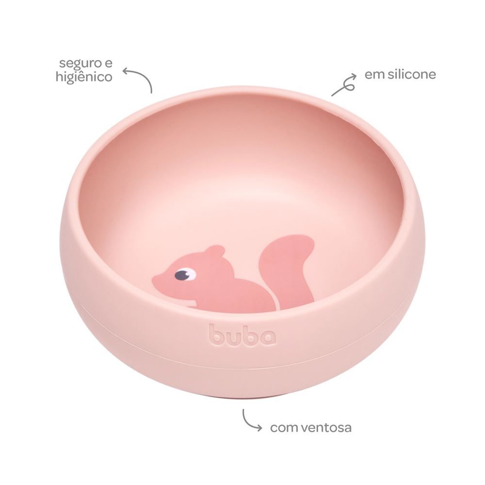 Bowl Em Silicone Com Ventosa Cloudy Buba +6M - ROSA CLARO