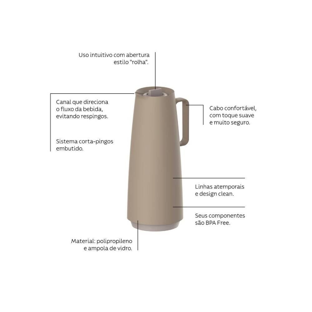 Bule Térmico Exata Tramontina 1 Litro - Bege