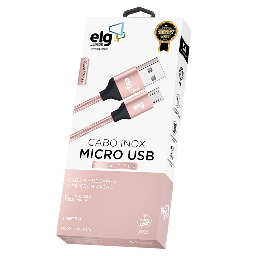 Cabo Micro USB 1 Metro Inox INX510 ELG - Rose