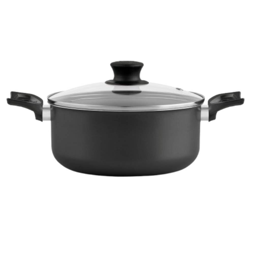 Caçarola Alumínio Antiaderente Com Tampa De Vidro Panelux 24Cm - Grafite